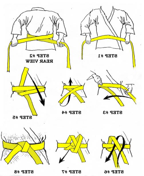Hoe maak je een karate riem binden. Begin met het plaatsen van de gordel in de voorkant van je lichaam in de voorkant van je navel, kort gedeelte van de riem aan uw rechterhand.